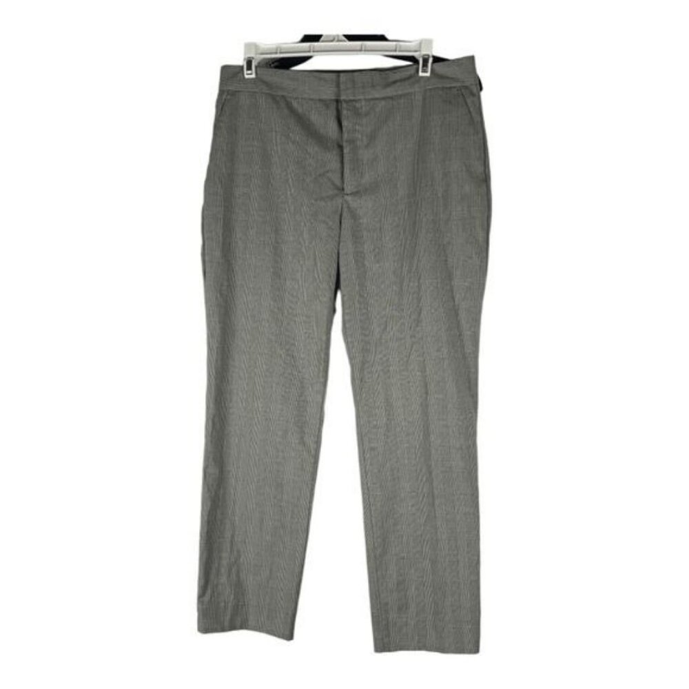 Zara Womens Gray Plaid Straight-Leg Trousers Size 6